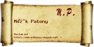 Mák Patony névjegykártya